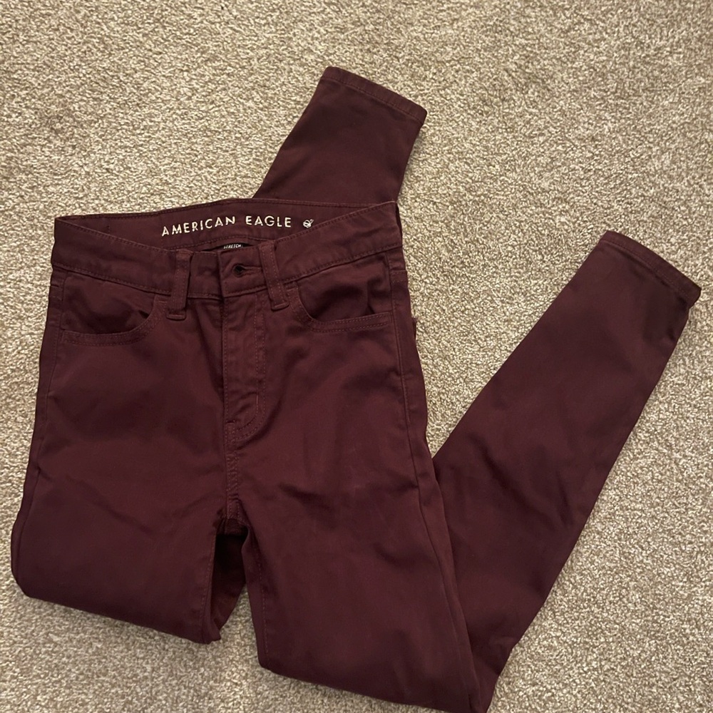 AE maroon hi-rise jegging size 000